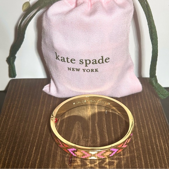Kate Spade “Spice Things Up” Gold Bracelet with Pink & Green Duster Bag - Picture 7 of 7